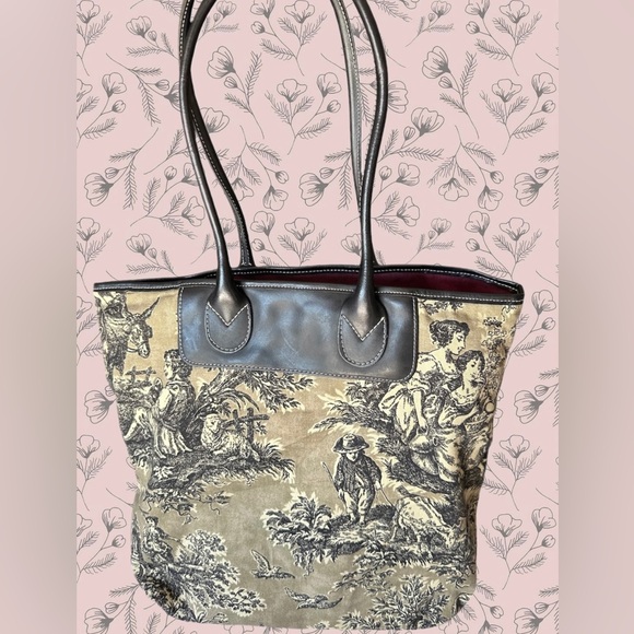 J. Jill French Toile Fabric with Leather Trim Tote - Picture 9 of 9